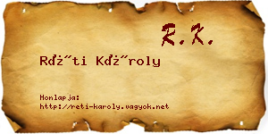 Réti Károly névjegykártya